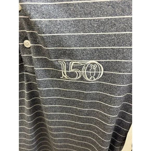Kjus Polo Shirt The Open Mens Large Gray Stripe 150 2022 St Andrews